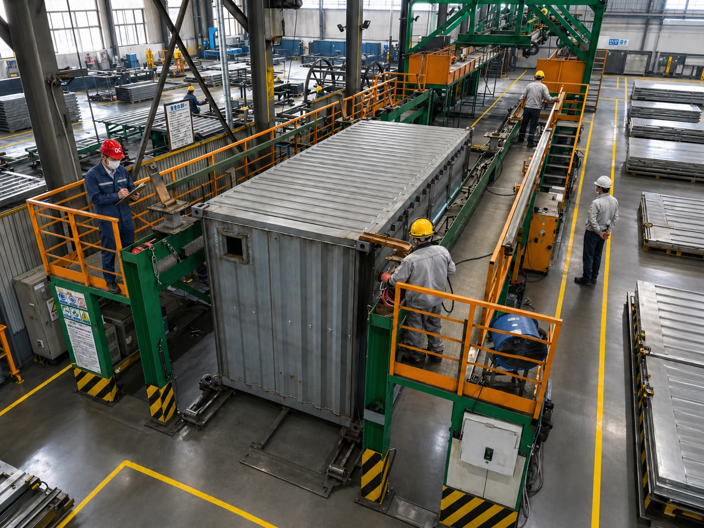 YUSTELLAR Cubox建築用コンテナモジュールの工場製作・溶接工程
