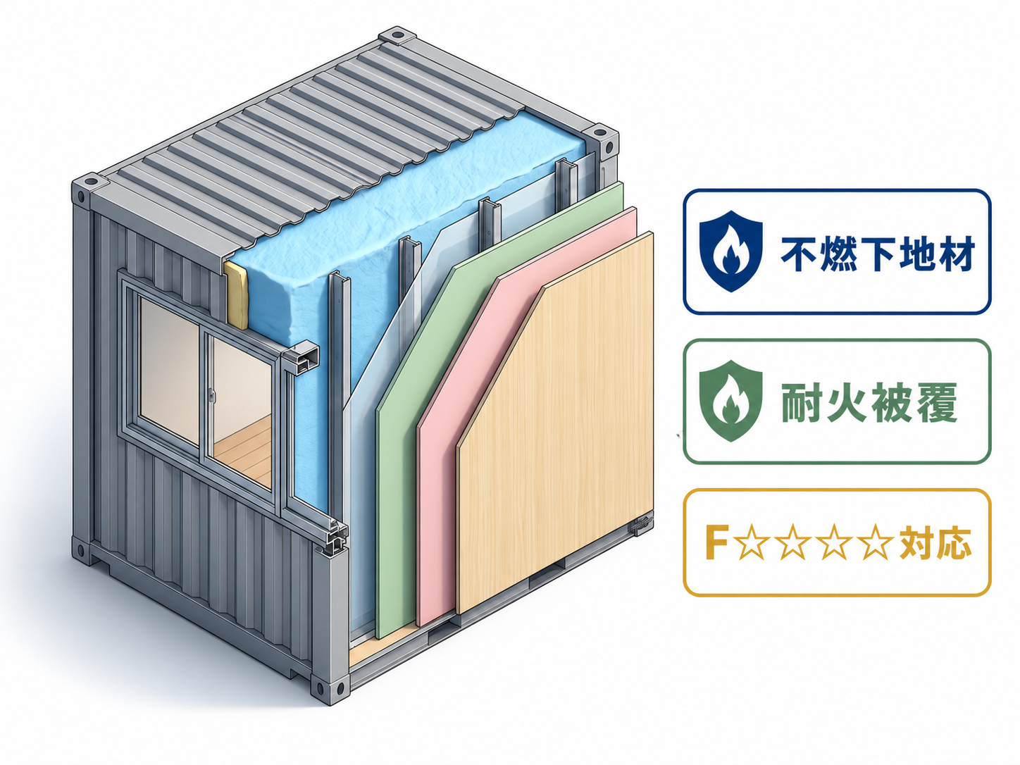 LGS下地と不燃石膏ボードを用いた内装構成